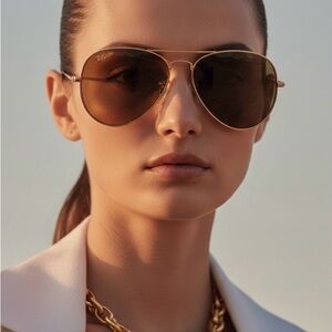 Ray-Ban Gold Frame Brown Lens Sunglasses